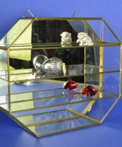 Vitrinekastje, spiegel glas en messing - open