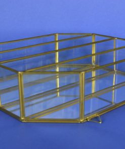 SVitrinekastje, spiegel glas en messing - open