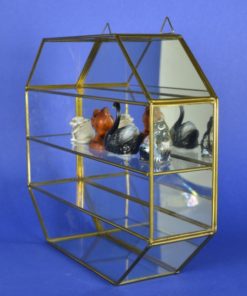 Vitrinekastje, spiegel glas en messing - open