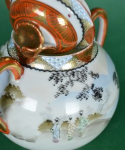 Suikerpot Japans met deksel met blaadjes - porselein