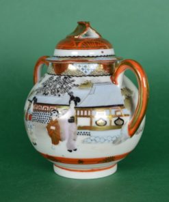 Suikerpot Japans met deksel met blaadjes - porselein