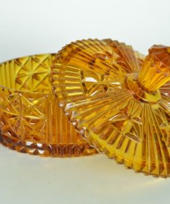 Bonbonniere amberkleurig glas