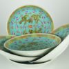 Diep bord turquoise met groene draken Chinees