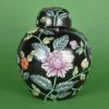 Gemberpot zwart met bloemen Chinees porselein