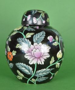 Gemberpot zwart met bloemen Chinees porselein