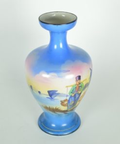 Vaas met waterdrager in blauw en roze - Porselein