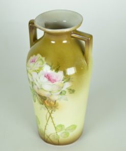 Vaas met roze roos - aaardewerk