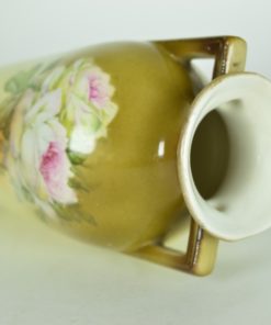 Vaas met roze roos - aardewerk