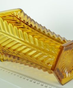 Vaas visgraat Art Deco amberkleurig glas