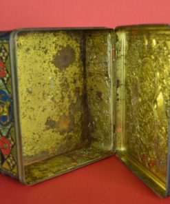 Vierkant blik met gele draken Niemeijer's koffie en thee