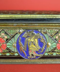 Vierkant blik met gele draken Niemeijer's koffie en thee