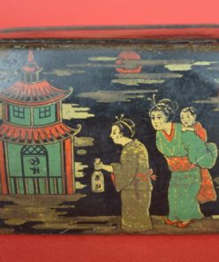 Blik met Mount Fuji en mensen - antiek