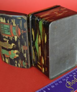 Blik met Mount Fuji en mensen - antiek