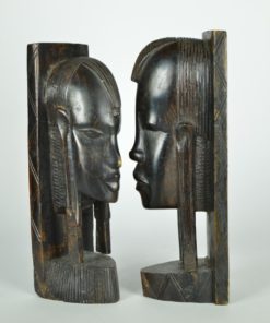 Boekensteunen Afrikaanse vrouwengezichten ebbenhout