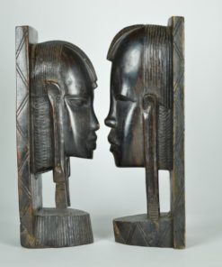 Boekensteunen Afrikaanse vrouwengezichten ebbenhout