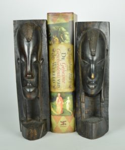 Boekensteunen Afrikaanse vrouwengezichten ebbenhout