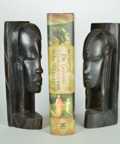 Boekensteunen Afrikaanse vrouwengezichten ebbenhout