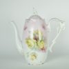 Koffiepot van wit naar roze dégradé met theerozen - porselein