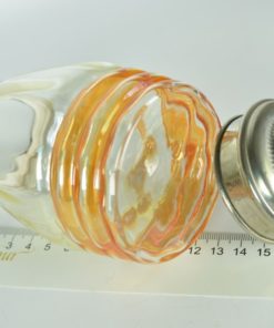 Strooibus glas met oranje ribbels Art Deco