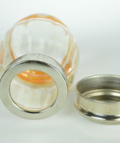 Strooibus glas met oranje ribbels Art Deco