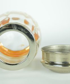 Strooibus glas met oranje ribbels Art Deco