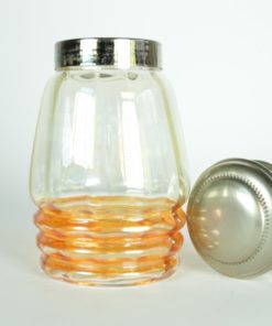 Strooibus glas met oranje ribbels Art Deco