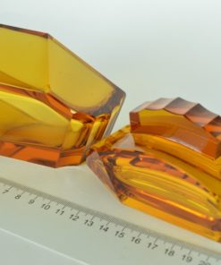 Toiletdoos amberkleurig glas Art Deco