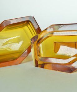 Toiletdoos amberkleurig glas Art Deco