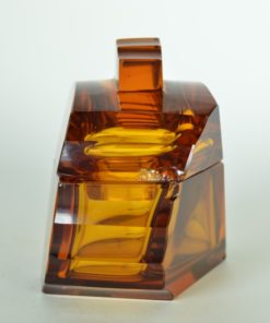 Toiletdoos amberkleurig glas Art Deco