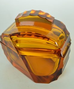 Toiletdoos amberkleurig glas Art Deco