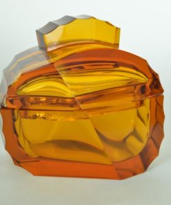Toiletdoos amberkleurig glas Art Deco
