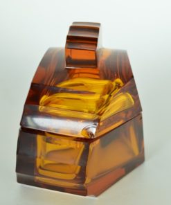 Toiletdoos amberkleurig glas Art Deco