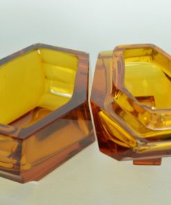 Toiletdoos amberkleurig glas Art Deco
