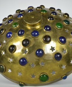 Kap van een Oosterse plafonniere brons met gekleurd glas en sterren