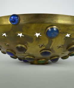 Kap van een Oosterse plafonniere brons met gekleurd glas en sterren