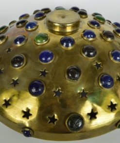 Kap van een Oosterse plafonniere brons met gekleurd glas en sterren