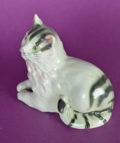 Witte poes met streepje - Lippelsdorf porselein