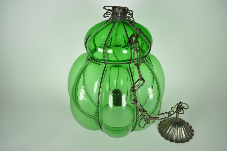 atomair Pakistan trolleybus Venetiaanse lamp geblazen in groen glas - Bodour