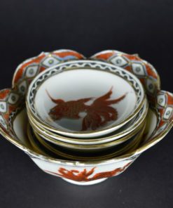 Kommetjes met sluierstaart goudvis - porselein - Chinees