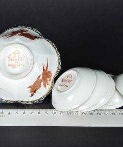 Kommetjes met sluierstaart goudvis - porselein - Chinees