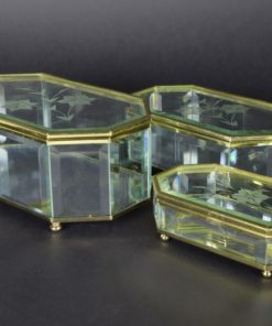 Glazen Bijoux doosjes - set van drie