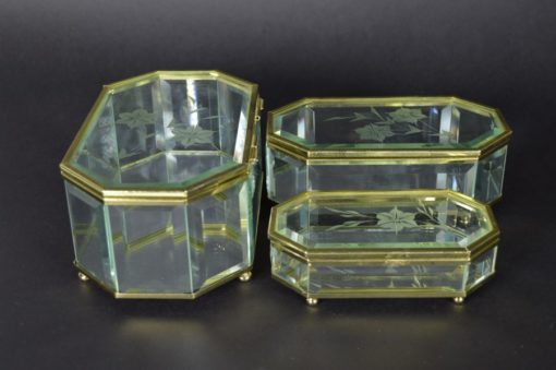 Glazen Bijoux doosjes - set van drie