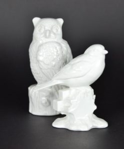 Vogel en uil van wit porselein