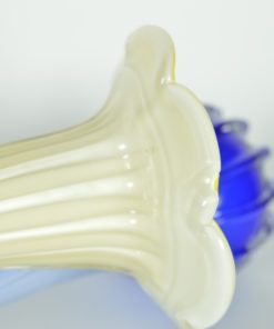 Vazen lange hals Bloemvorm geel en blauw glas