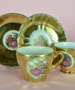 Gouden kop en schotel Versailles - porselein mini set van 2