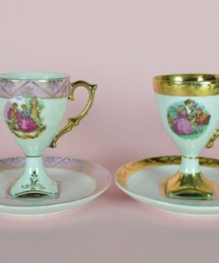 Kop en schotel Versailles op hoge voet - porselein mini set van 2