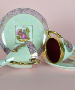 Kop en schotel Versailles op hoge voet - porselein mini set van 2