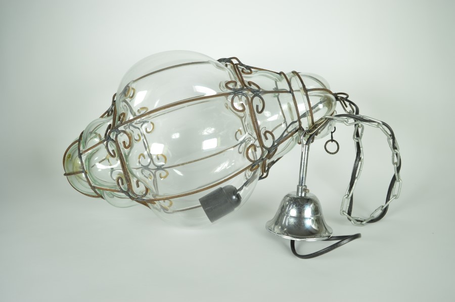 weefgetouw Zeep Kwade trouw Italiaanse Venetiaanse lamp - kleurloos glas in frame met krullen - Bodour