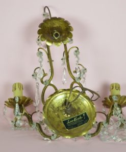 Wandlamp tweearmig goudkleuring met kristallen