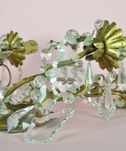 Wandlamp tweearmig goudkleuring met kristallen